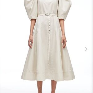 3.1 Phillip Lim Cream Midi Dress with Puff Sleeves